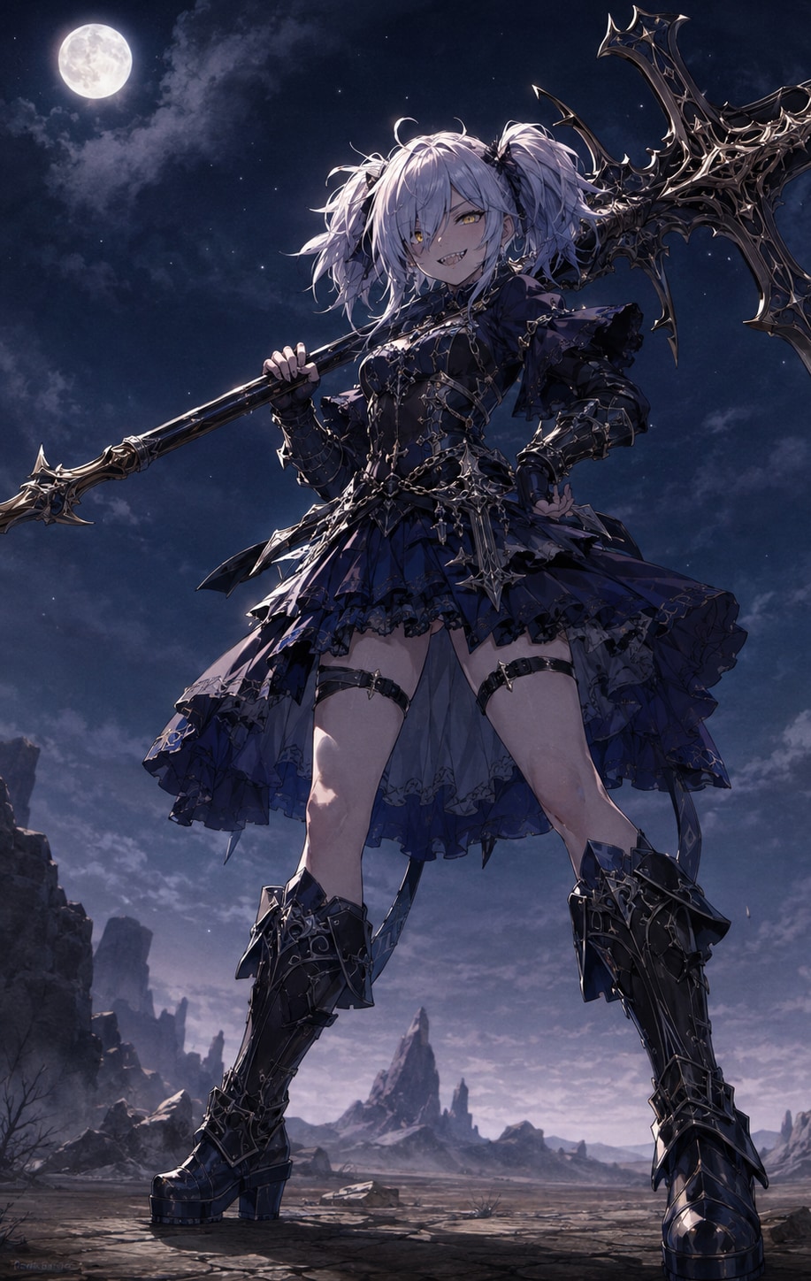 巨大な槍を背負う戦闘狂少女