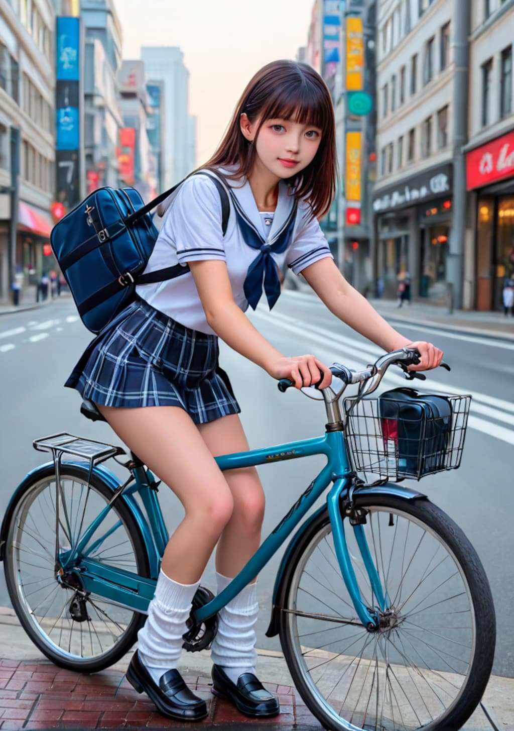 自転車通学女子