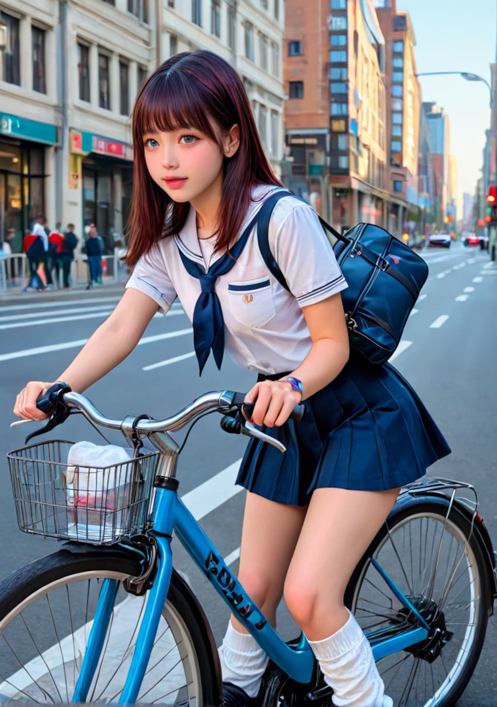 自転車通学女子