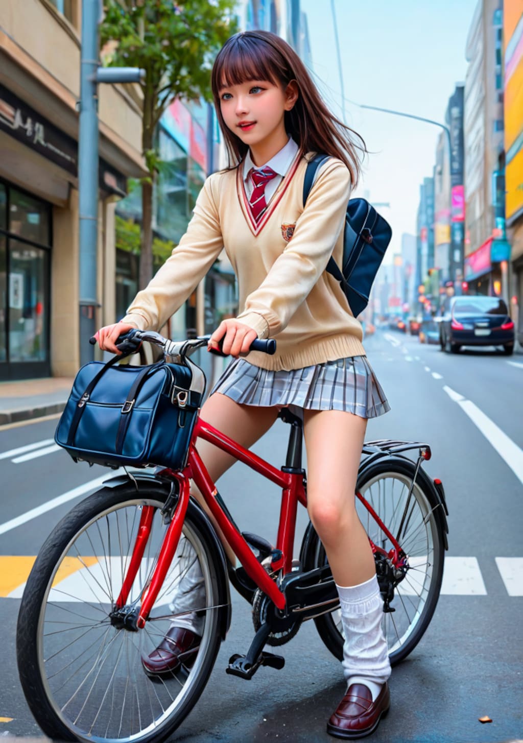 自転車通学女子