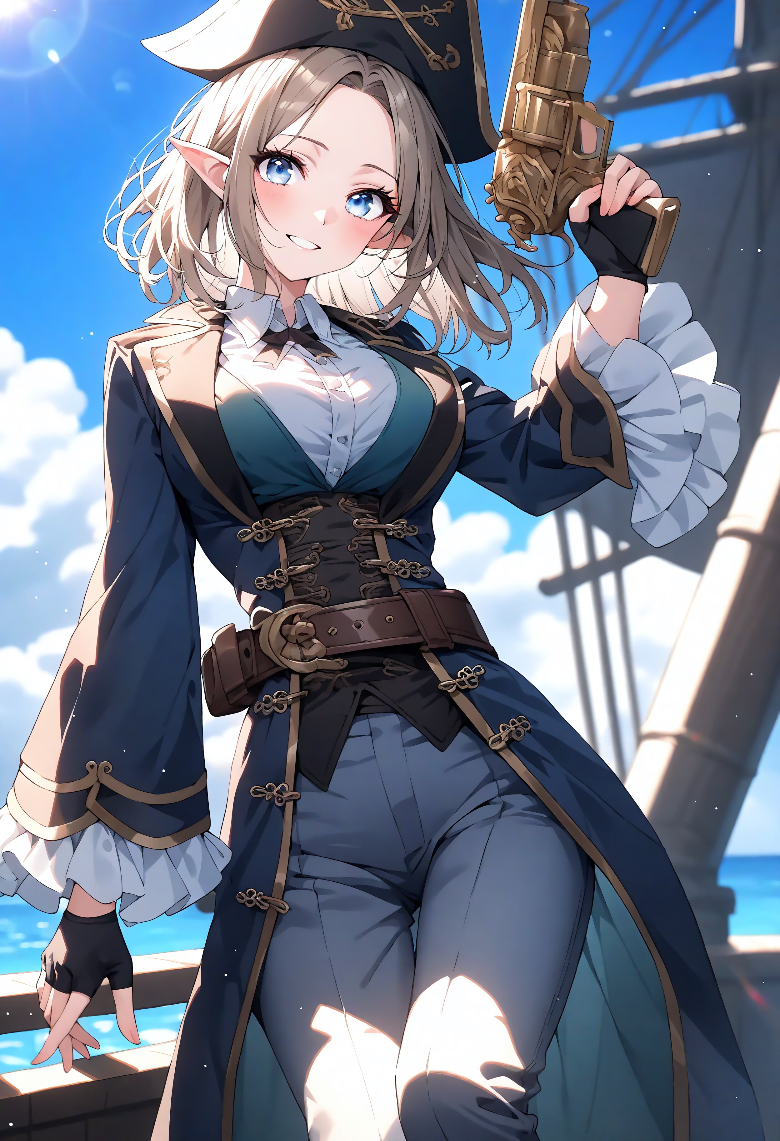 エルフ船長、海を往く | の人気AIイラスト・グラビア