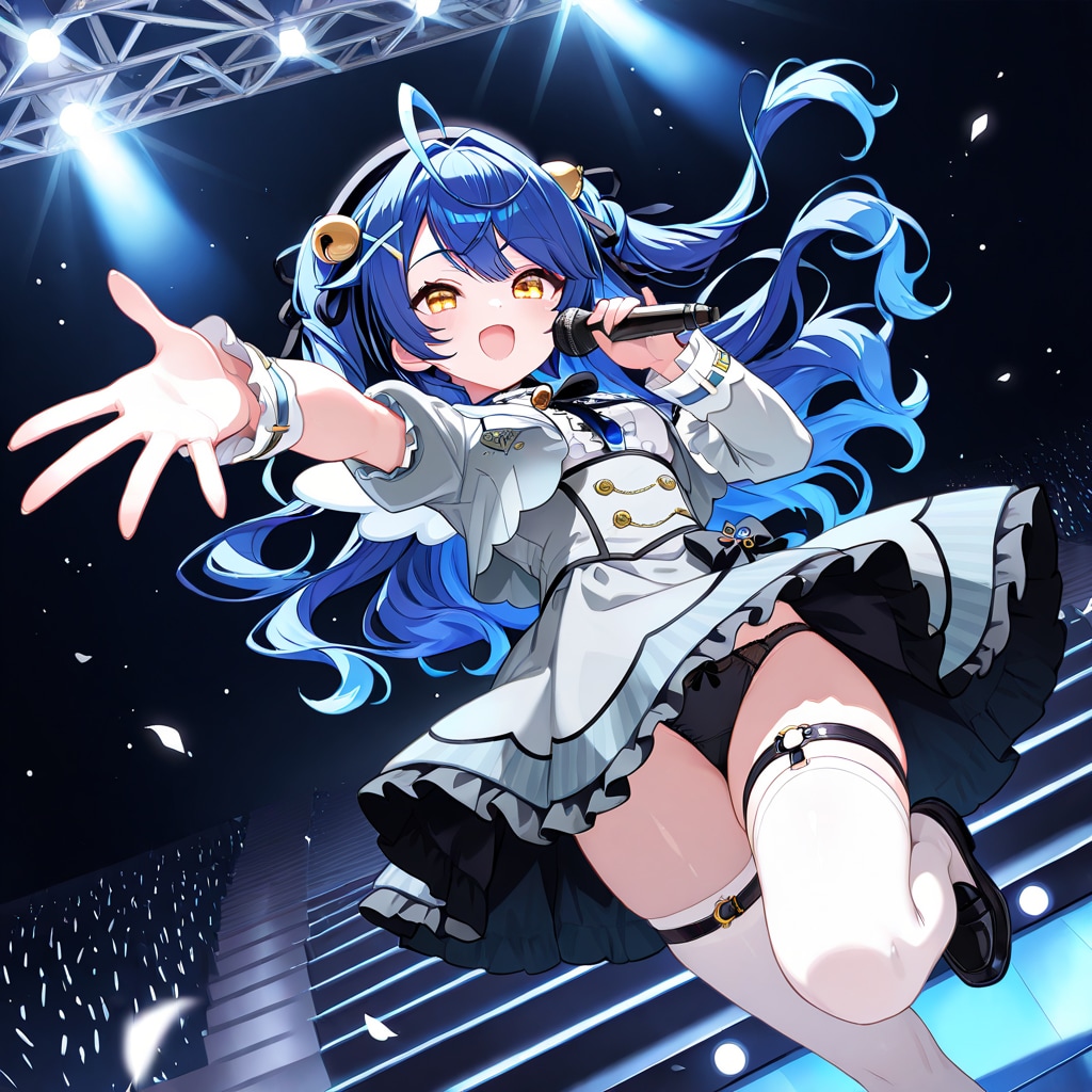 天宮こころがステージで歌いながらポーズを取り、色んなパンツを露出する。