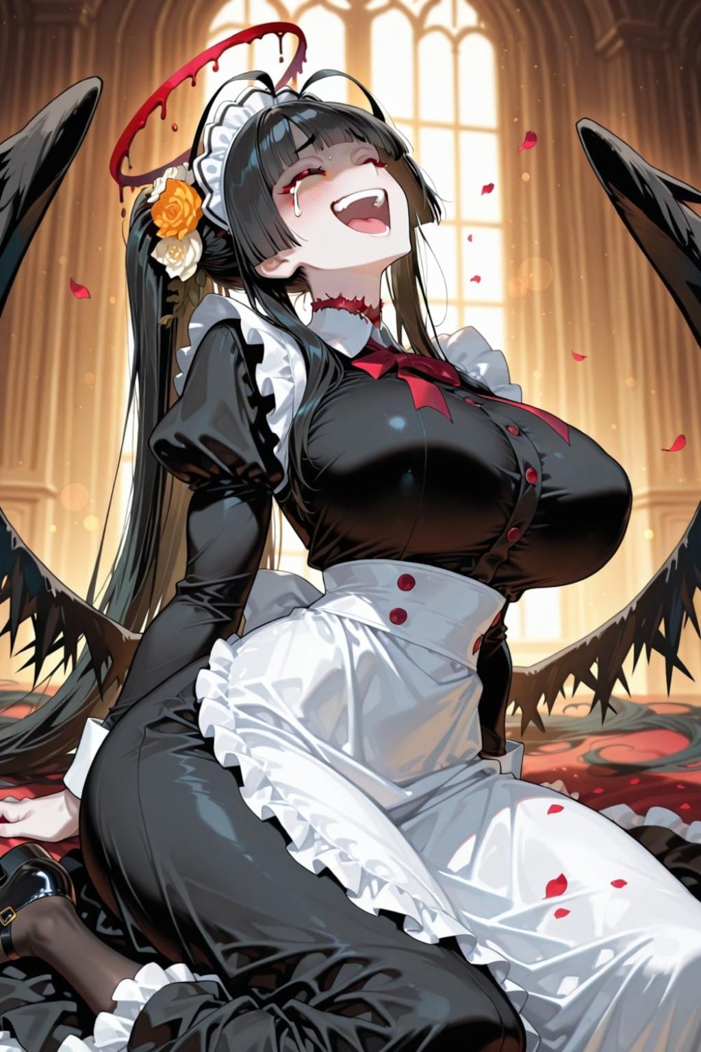 メイドカフェでメイドコスプレ笑う歩く戦略兵器人妻