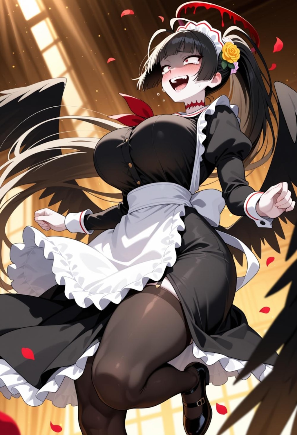 メイドカフェでメイドコスプレ笑う歩く戦略兵器人妻