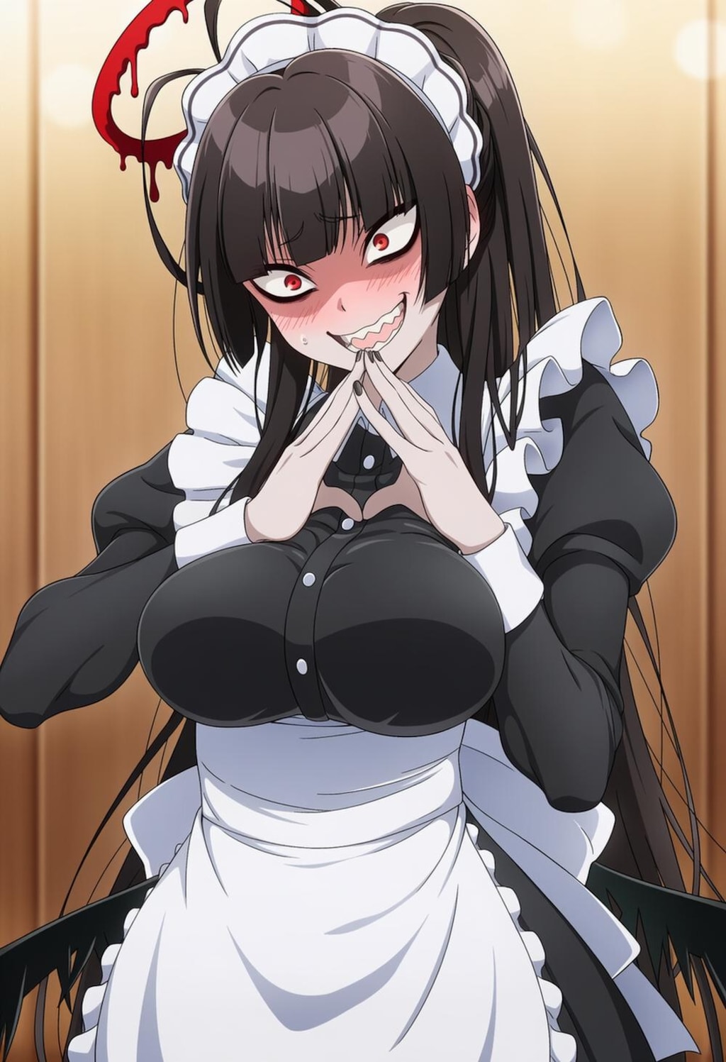 メイドカフェでメイドコスプレ笑う歩く戦略兵器人妻