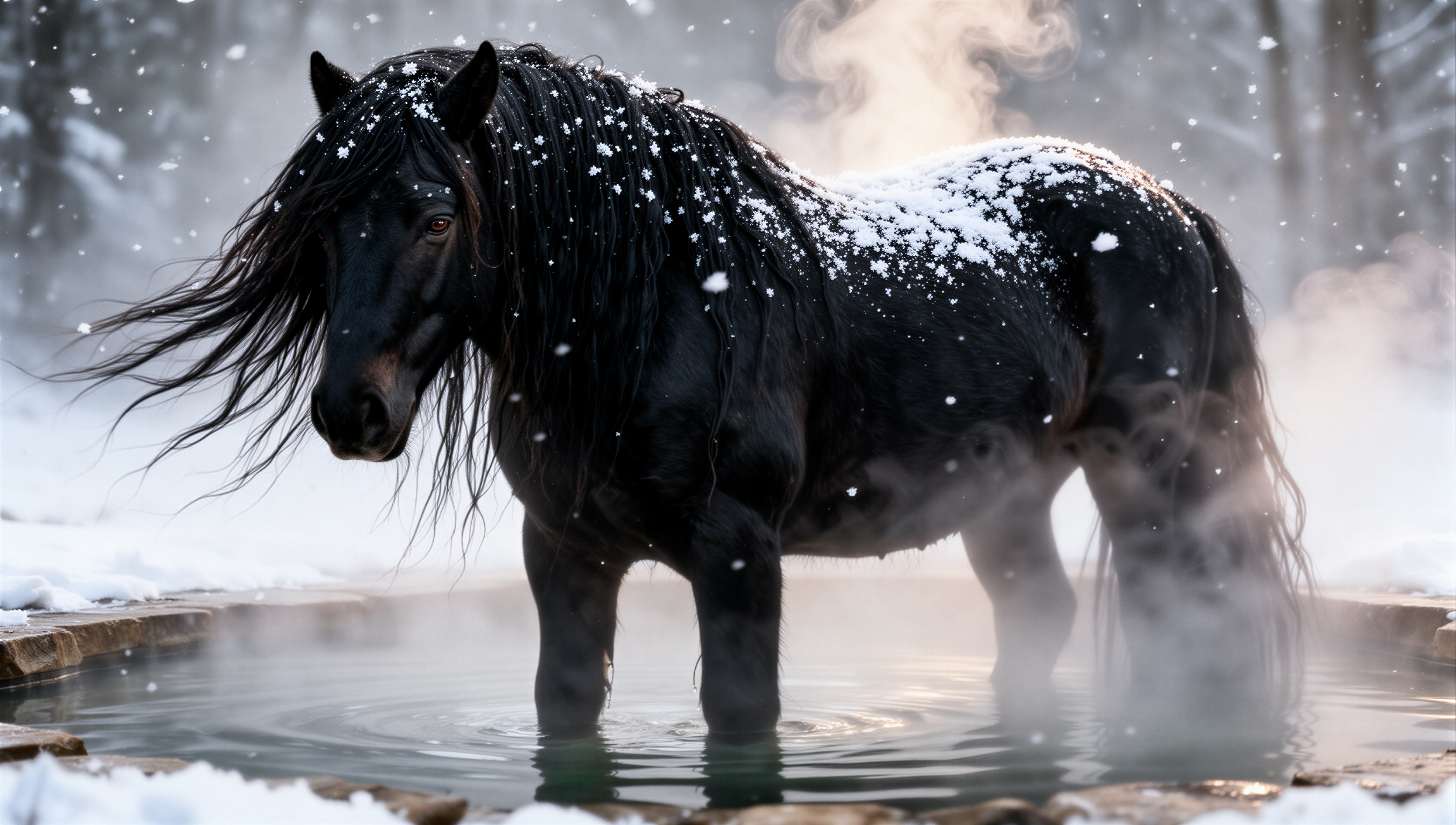 冬湯する馬 | の人気AIイラスト・グラビア