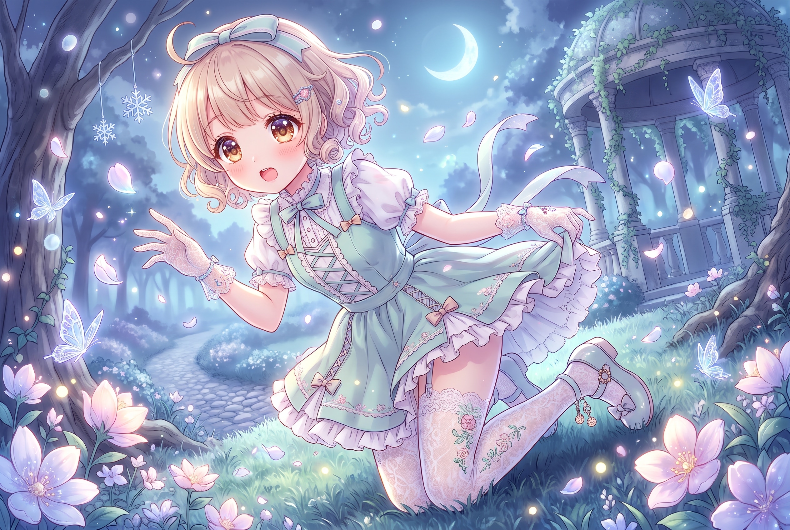月下花園の微笑 | の人気AIイラスト・グラビア
