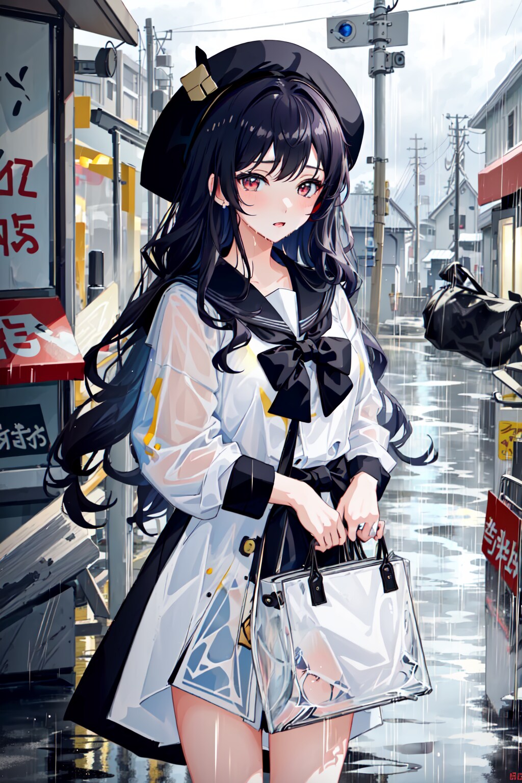 雨に濡れた少女