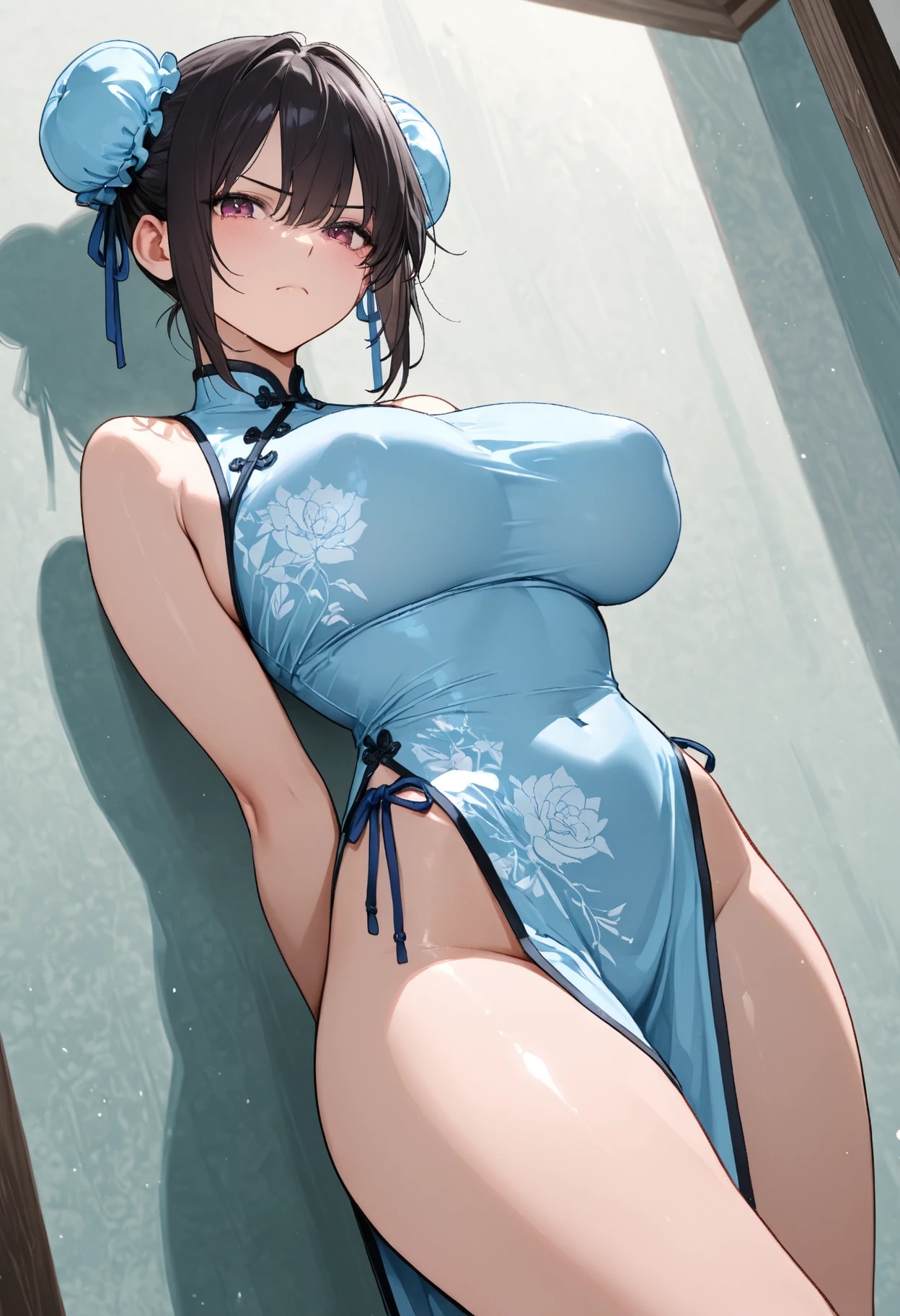水色チャイナの女の子