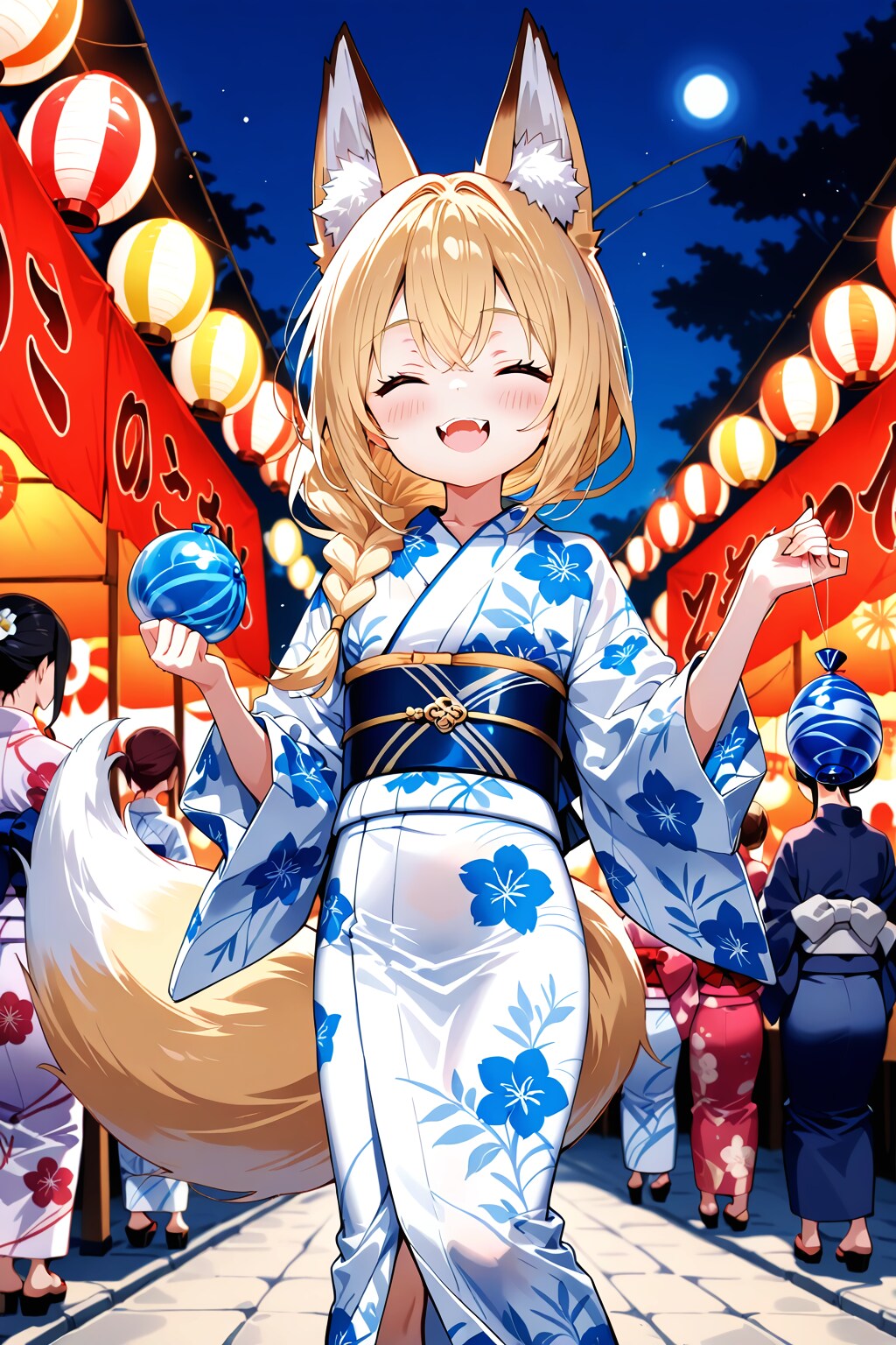 狐娘と青い水風船