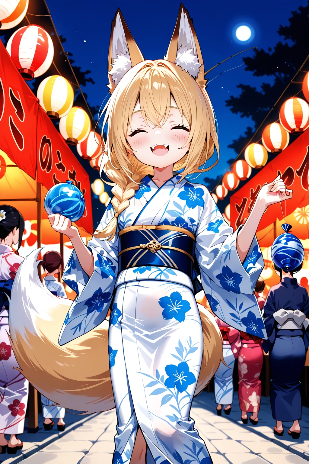 狐娘と青い水風船