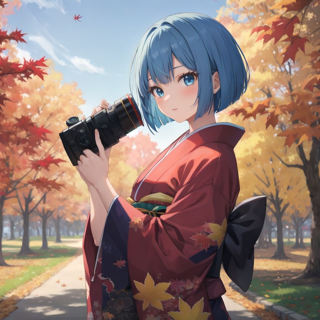 紅葉（もみじ）柄の着物 | の人気AIイラスト・グラビア