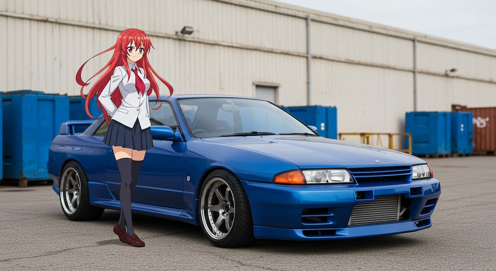 アニメキャラとR32GT-R