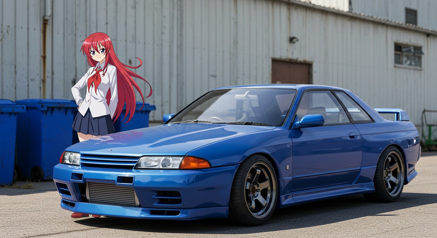 アニメキャラとR32GT-R | の人気AIイラスト・グラビア