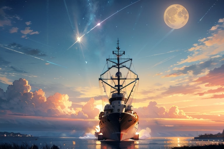軍艦と夜空 | の人気AIイラスト・グラビア