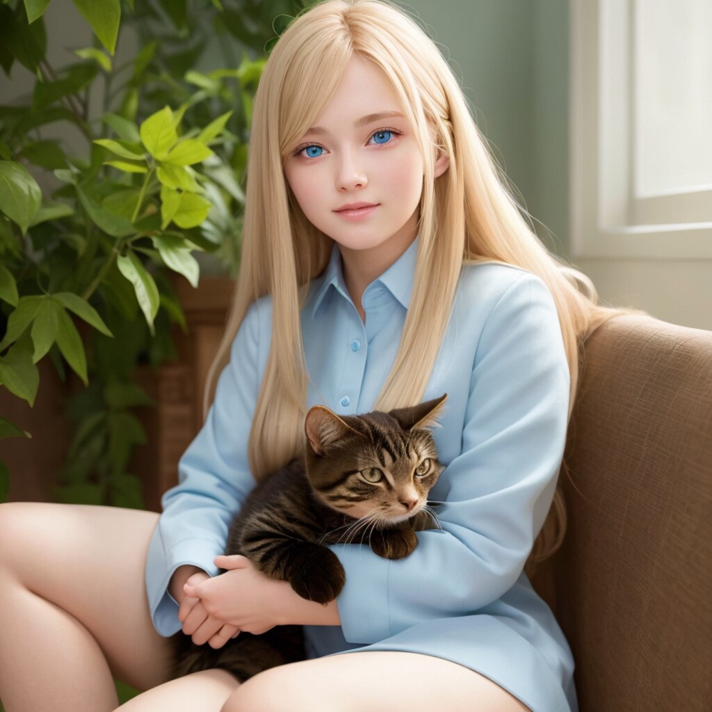 猫を抱く金髪少女