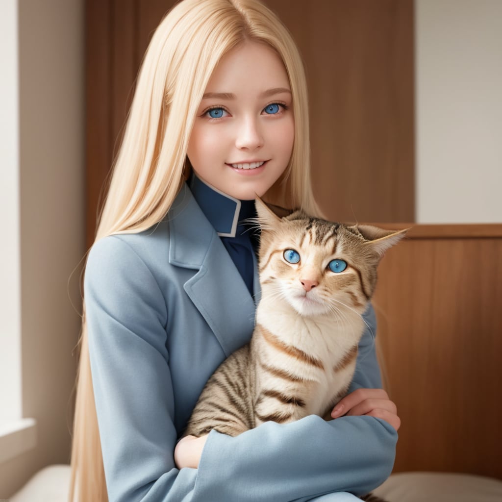猫を抱く金髪少女