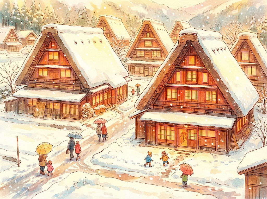 Gemini3Proの冬の白川郷