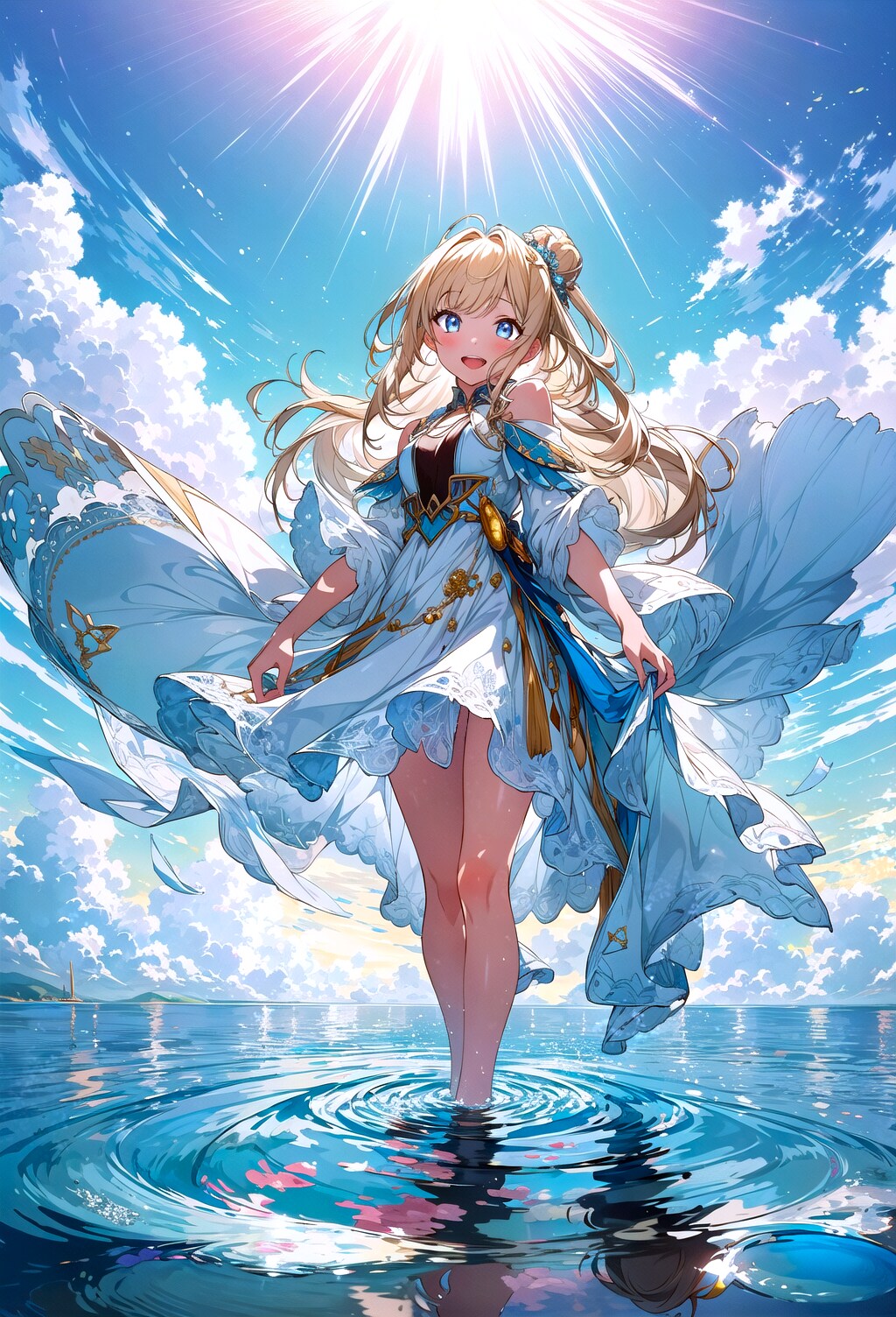 水面に映える女の子