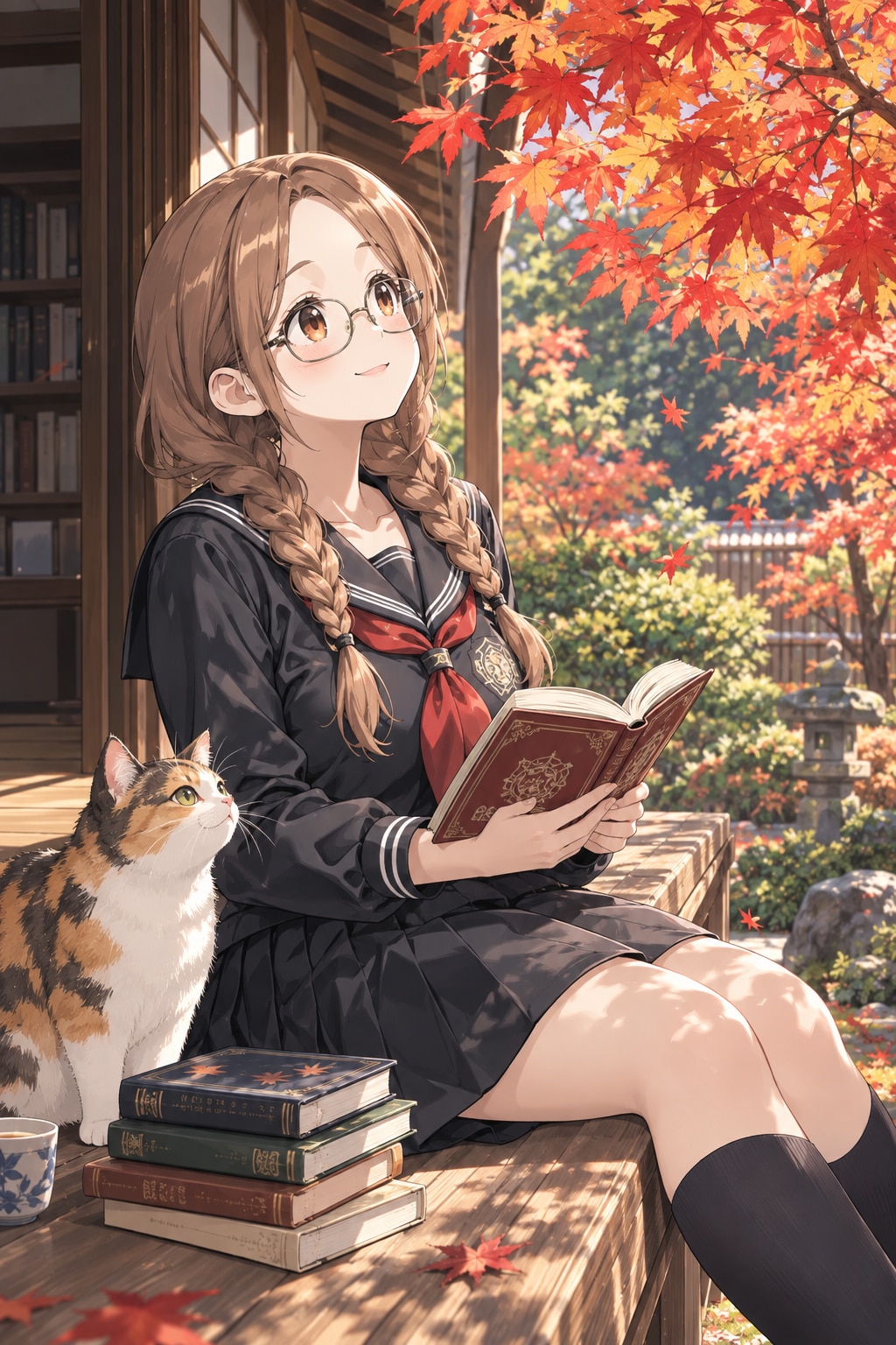 読書の秋には紅葉の下で読書する