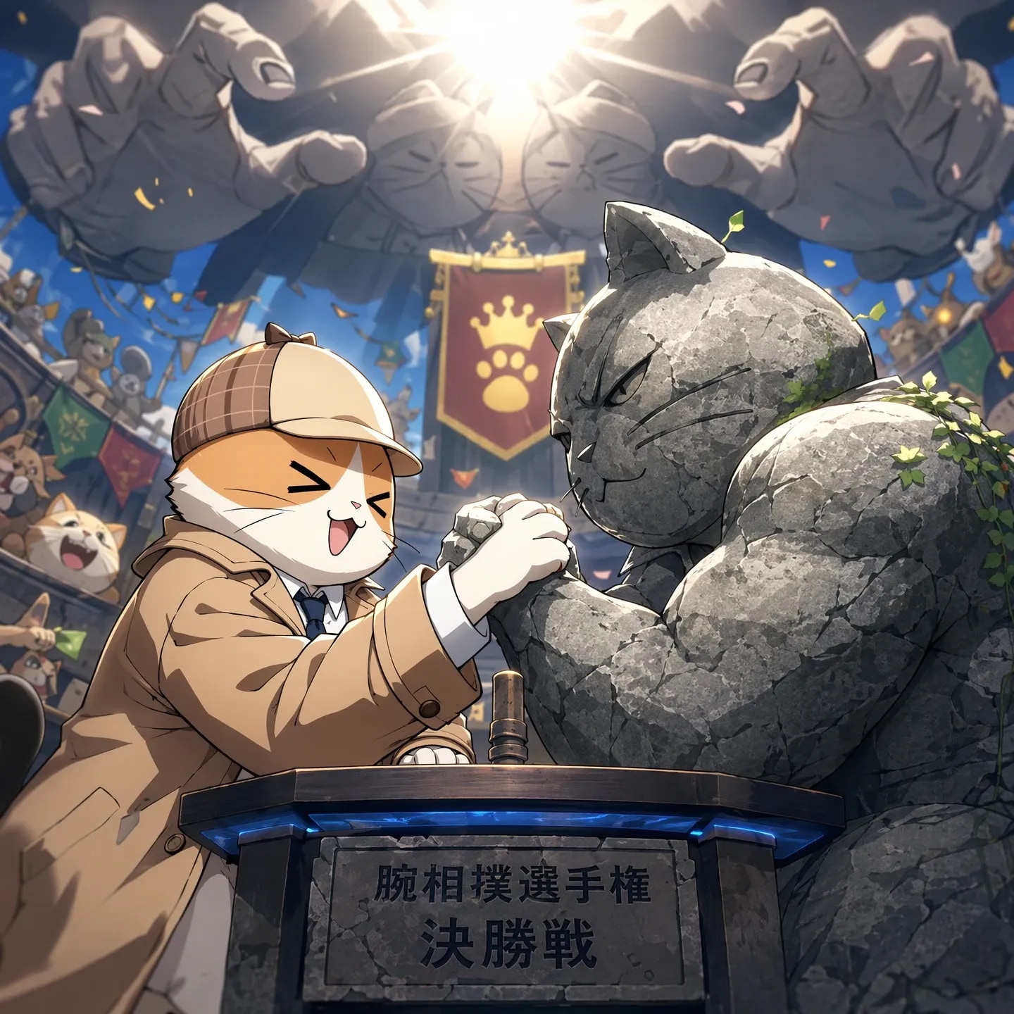 猫探偵アームレスリング