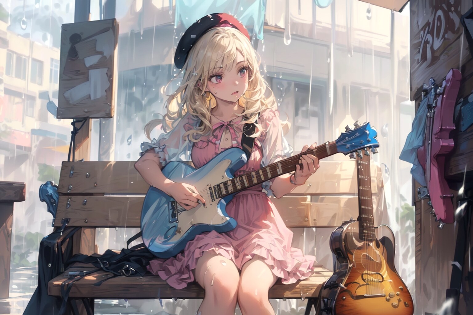 雨の市場 | の人気AIイラスト・グラビア