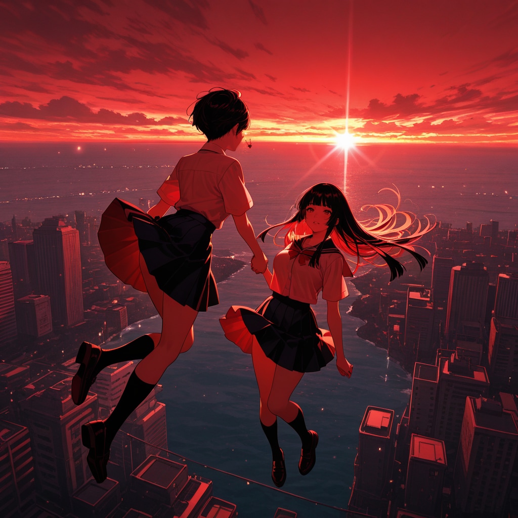 共に夕陽の空へ