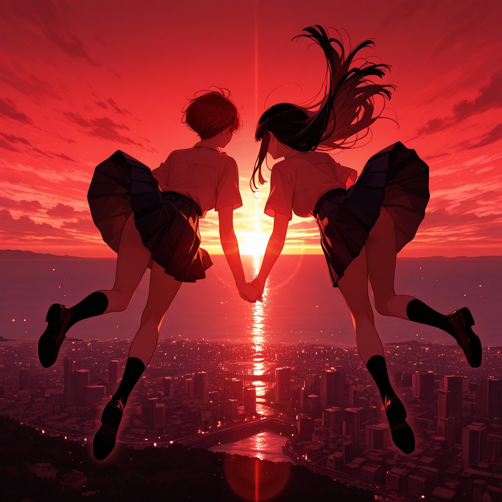 共に夕陽の空へ