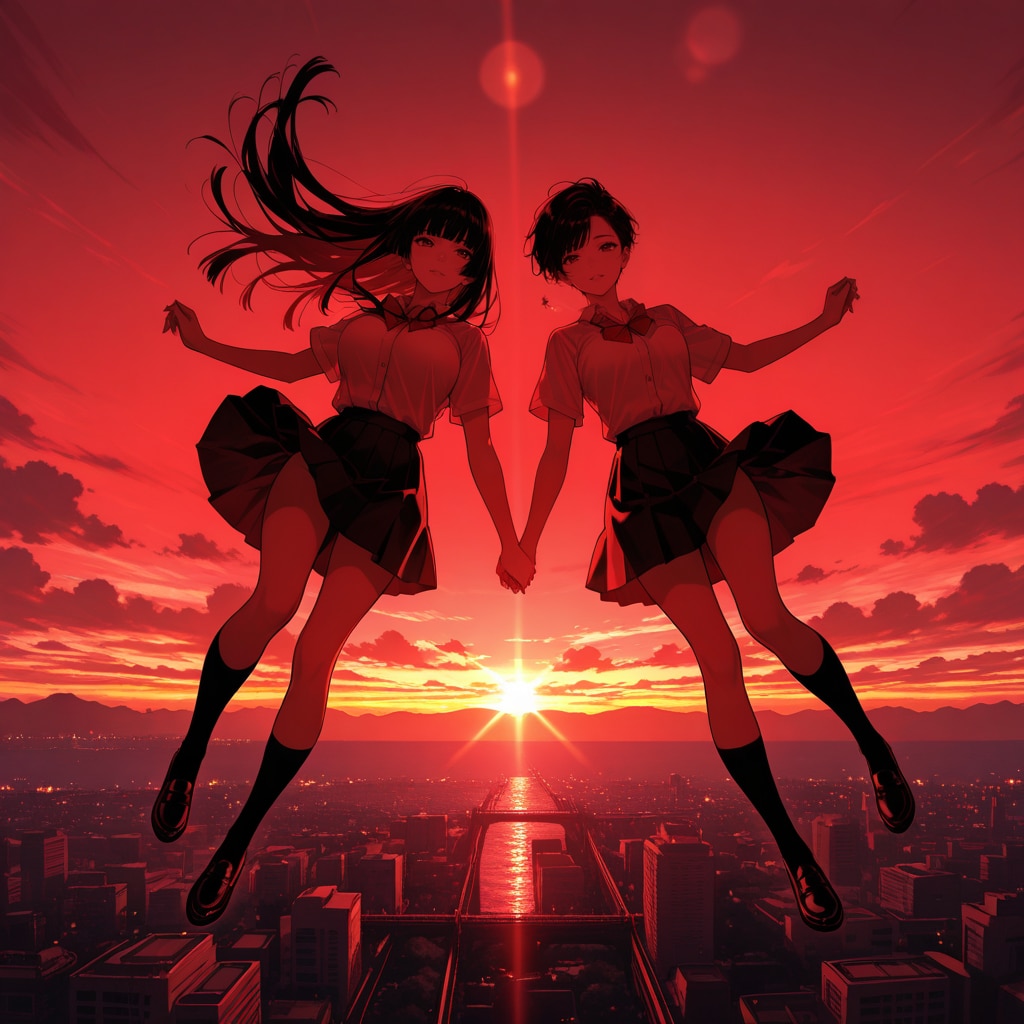 共に夕陽の空へ