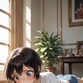 読書中のショートヘア少女 4枚目