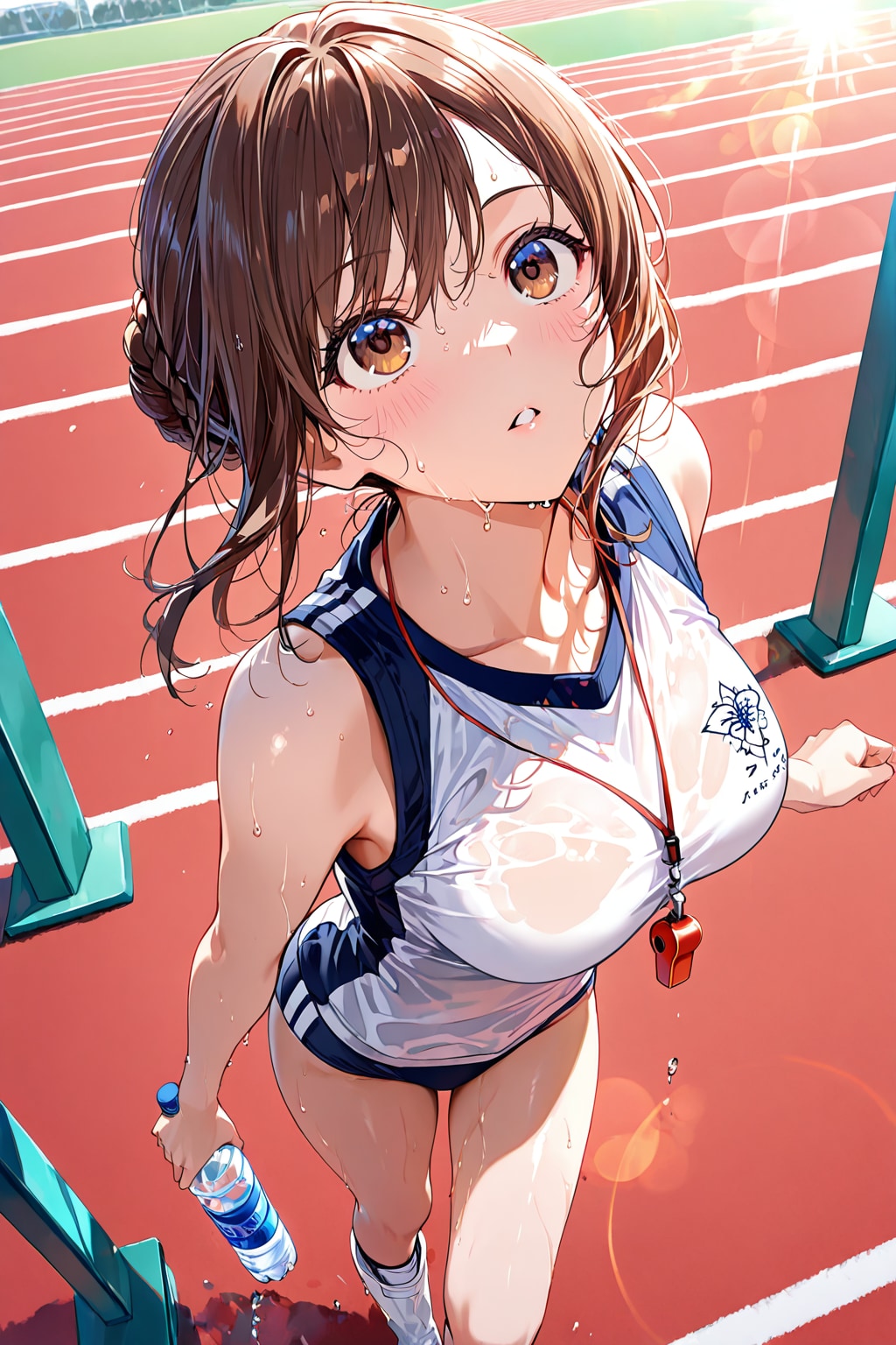 掲示板を見上げるお姉さん♡