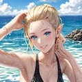 海水浴を楽しむ金髪エルフさん 5枚目