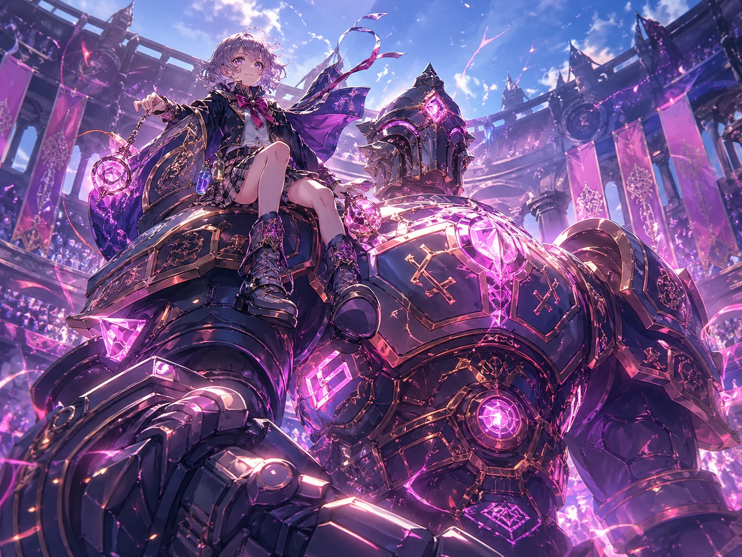 闘技場に自作ゴーレムに乗って選手登録した錬金術師 | の人気AIイラスト・グラビア