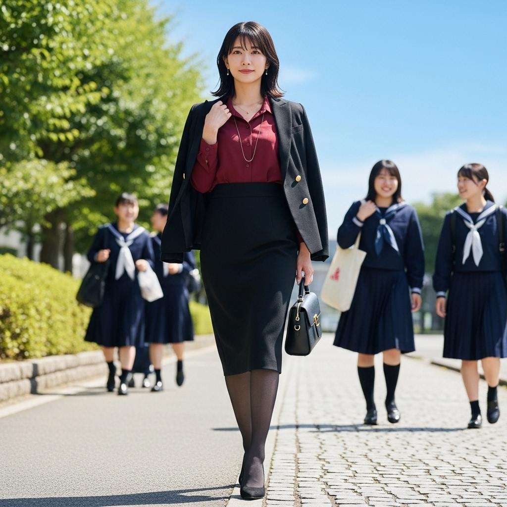 女性教諭の初登校