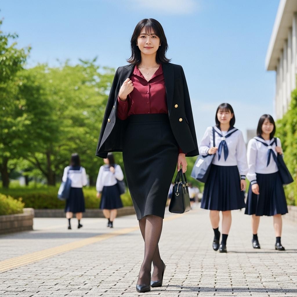 女性教諭の初登校