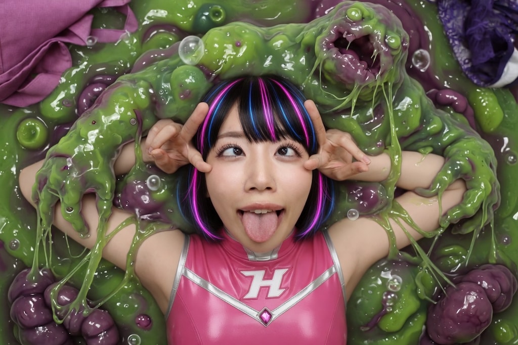 スライムに取り込まれて正気を保てなくなるヒロイン🙈