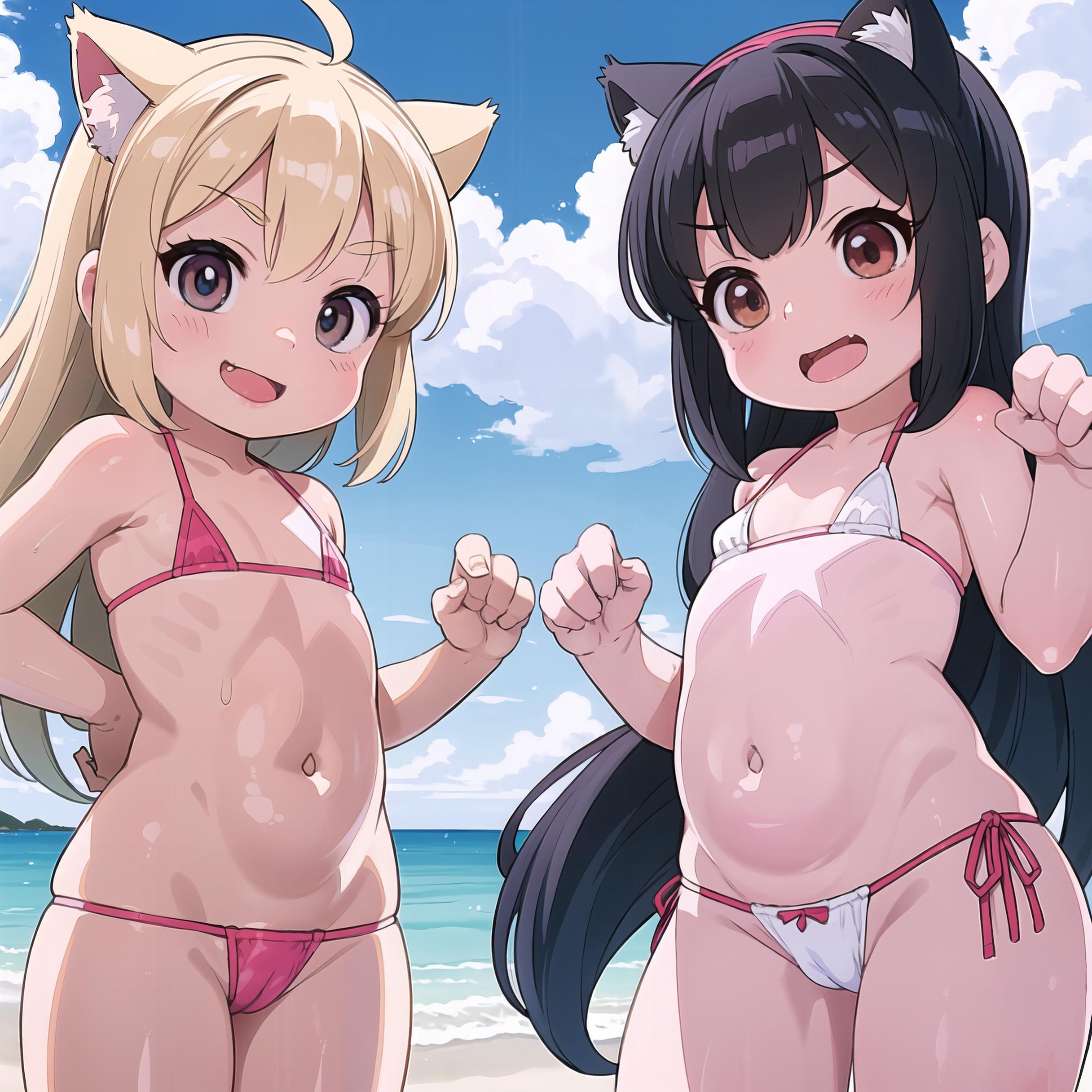 浜辺で