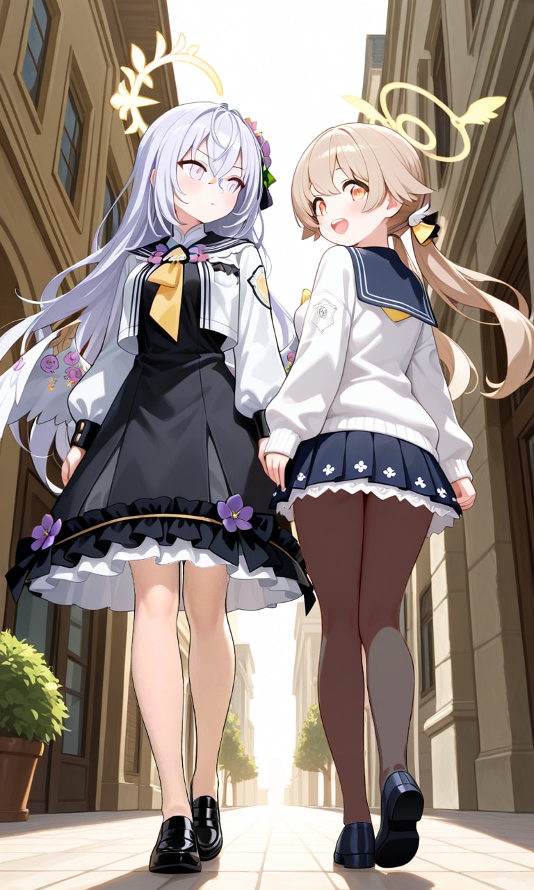 ヒフミとアズサ　振り向き5 | の人気AIイラスト・グラビア