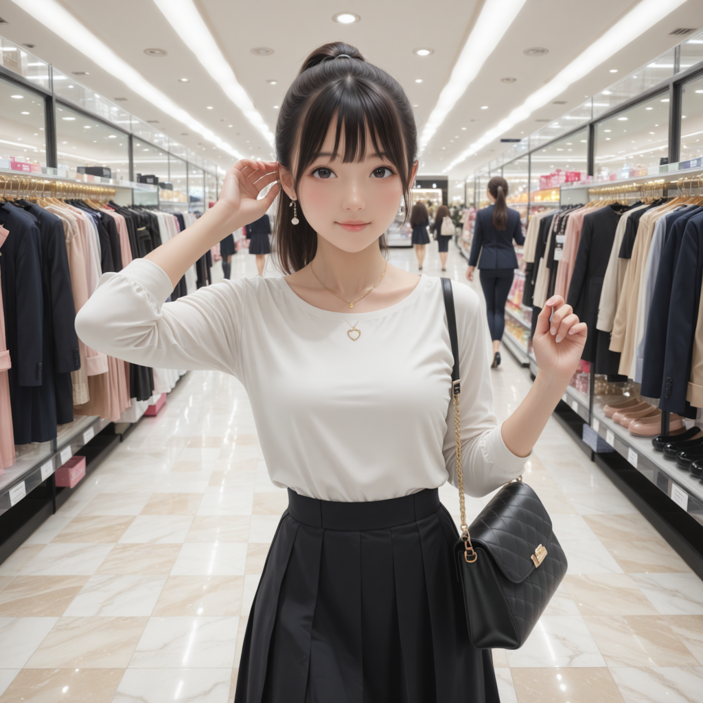 試着、ショッピング中