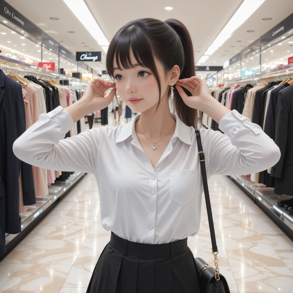 試着、ショッピング中