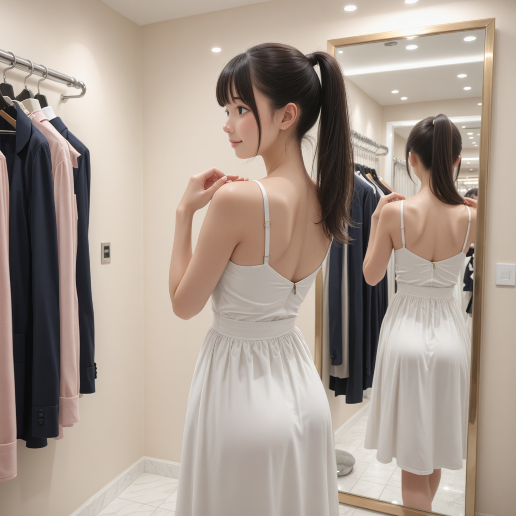 試着、ショッピング中