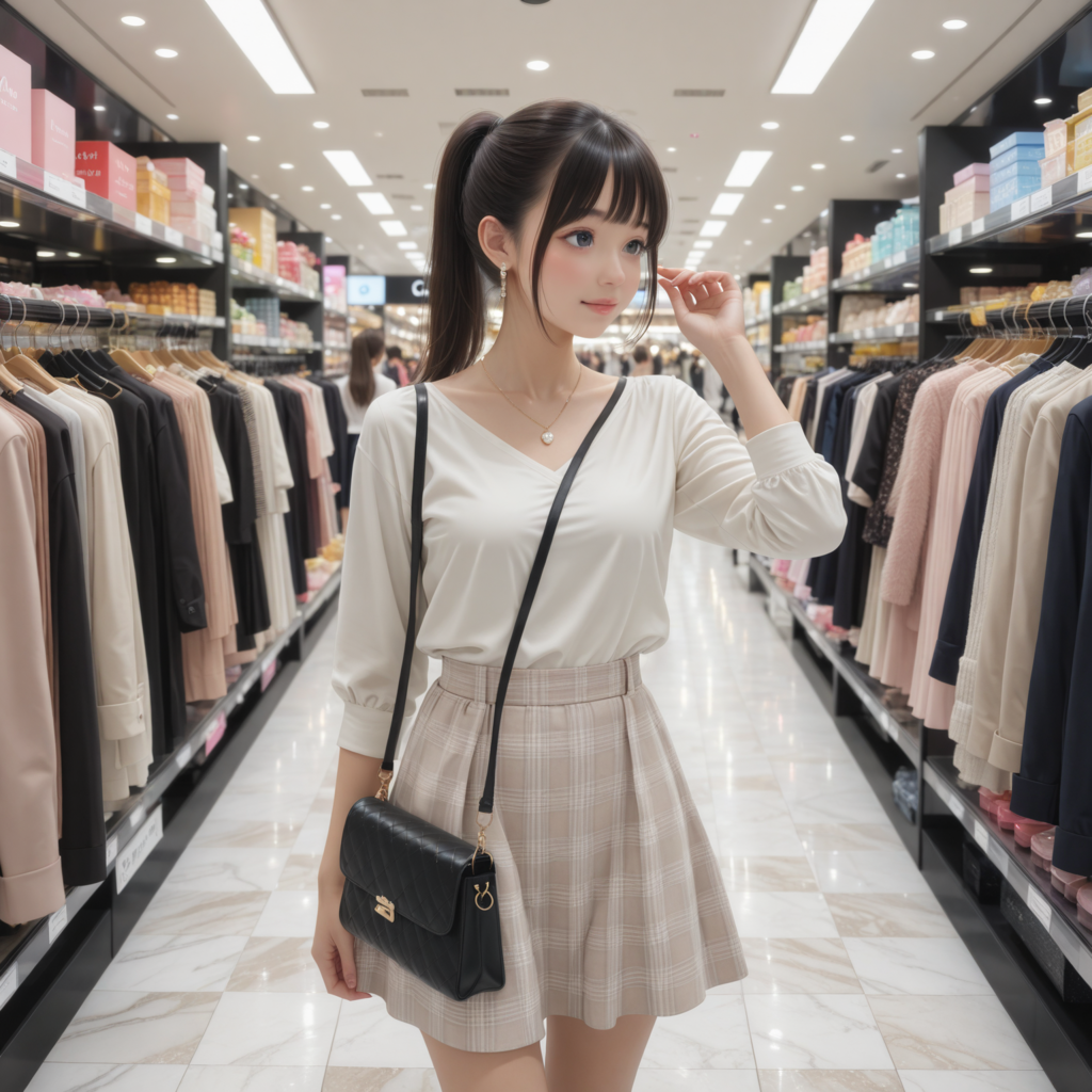 試着、ショッピング中