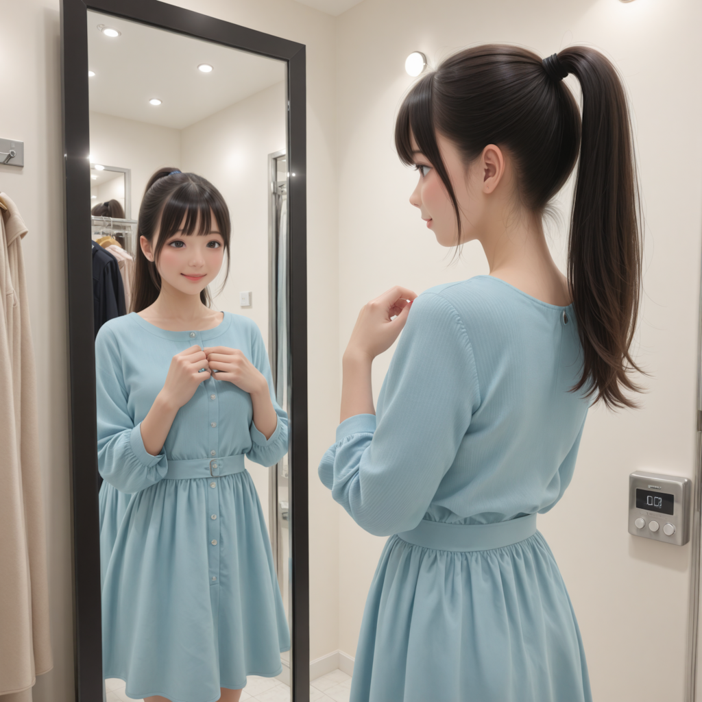 試着、ショッピング中