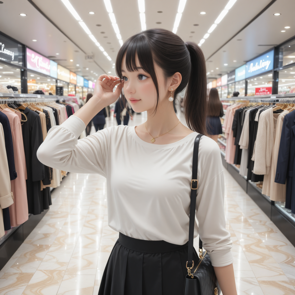 試着、ショッピング中