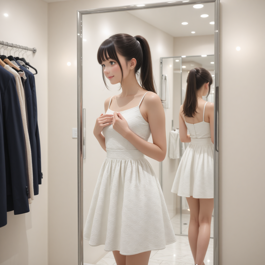 試着、ショッピング中