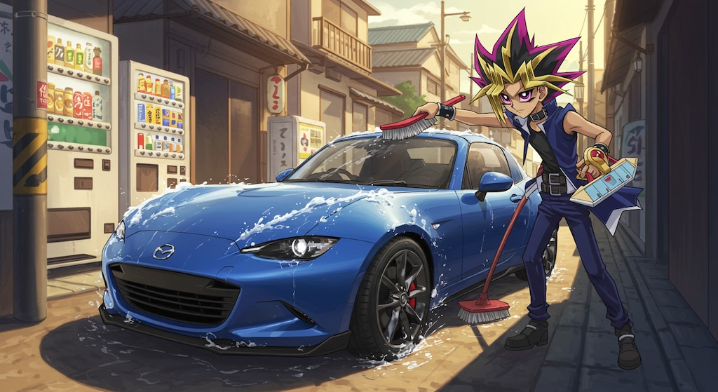 武藤遊戯がマツダロードスターを洗う　さらにリメイク