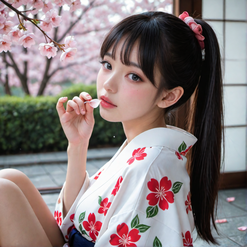 和服で見る桜