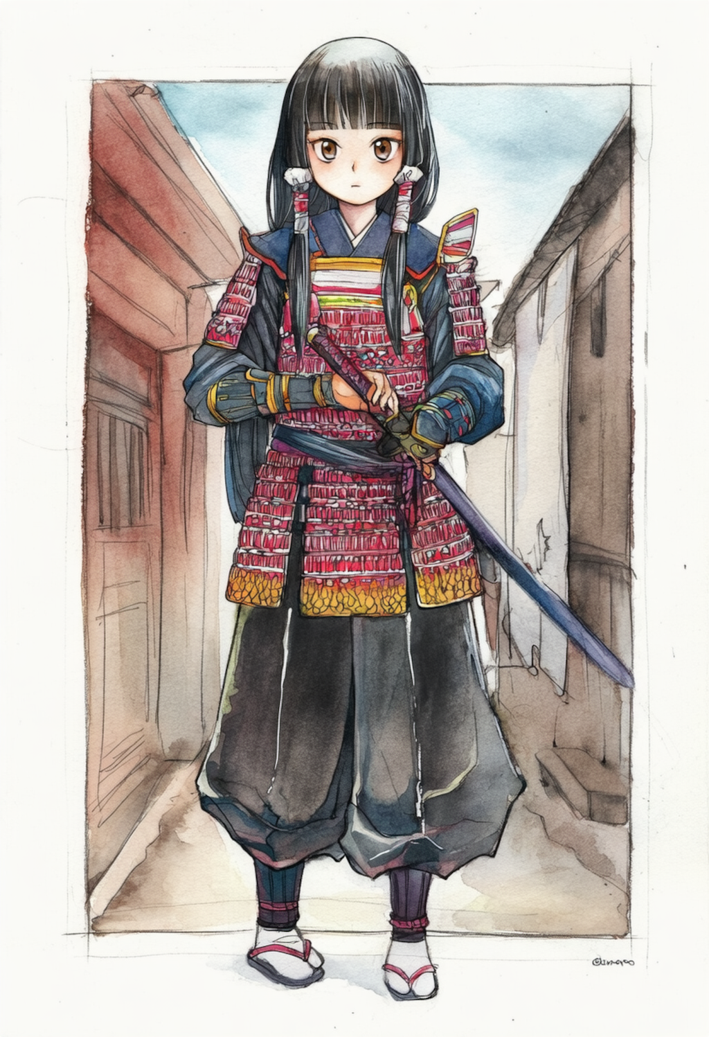 白馬に騎乗する武者姫