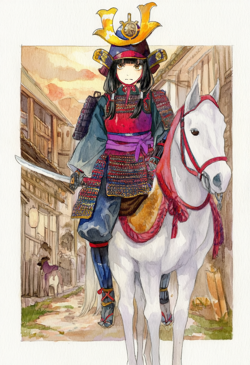 白馬に騎乗する武者姫 | の人気AIイラスト・グラビア