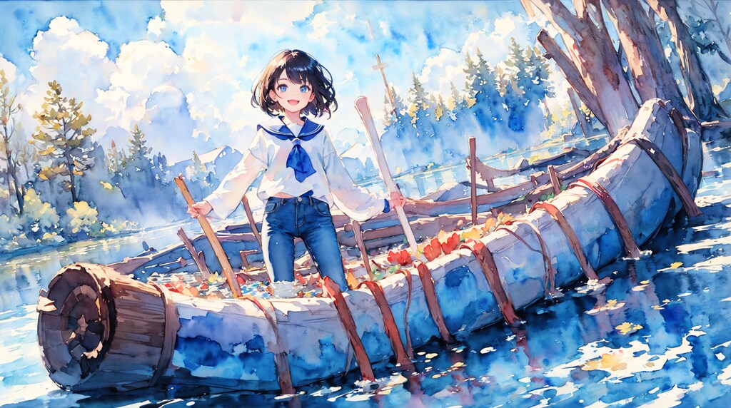 木材を船にして運びますっ！